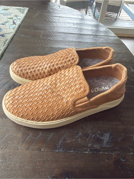 OluKai Laeʻahi Lauhala Woven Slip-On Sneakers Men’s Size 8 Fox Brown main image 7